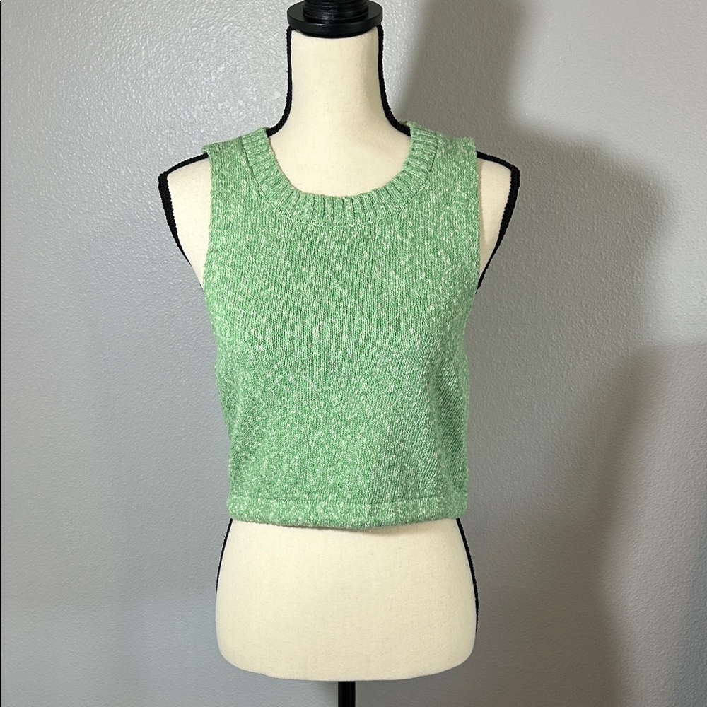 Altar'd State Light Green Cropped Knit Tank Top- Juniors
